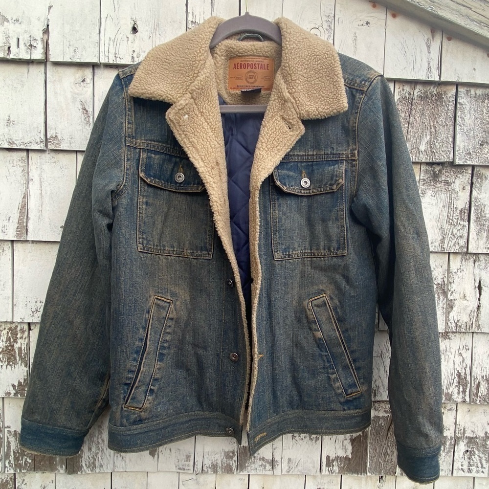 Aeropostale Sherpa Quilted Icon Jeans Trucker Oversized Jacket